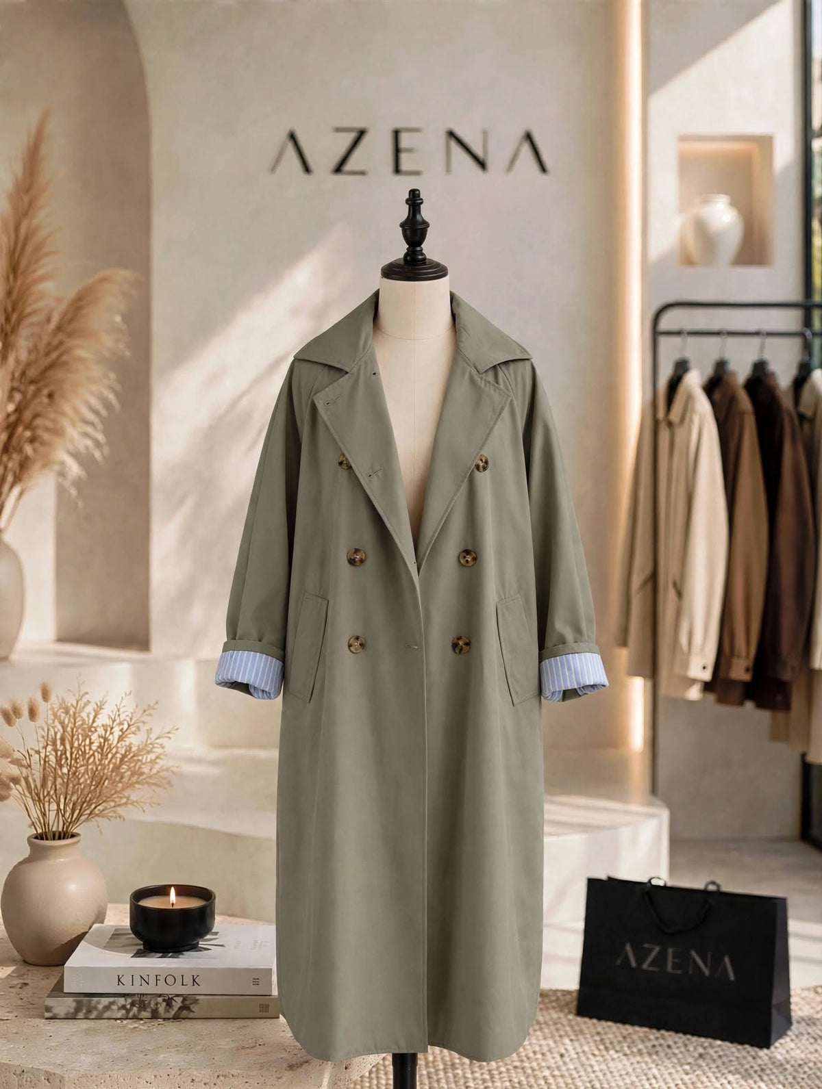 Striped Trench Coat