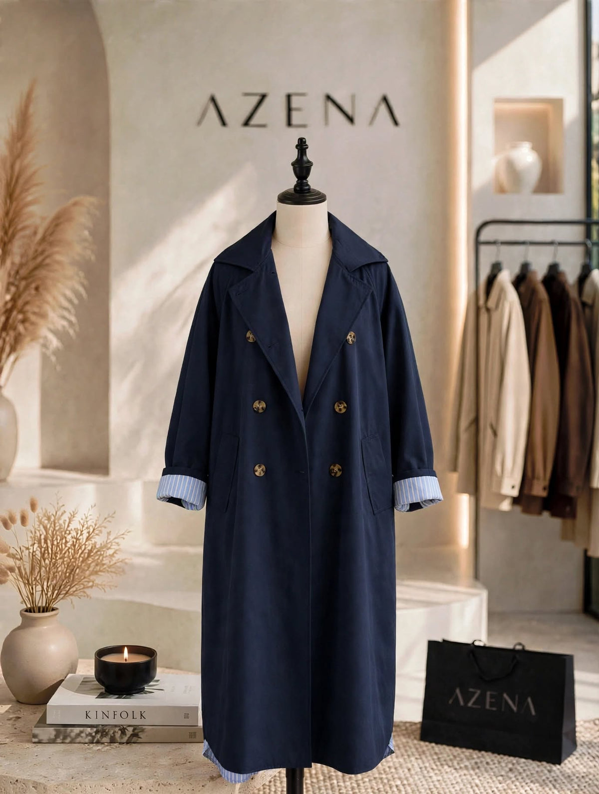Striped Trench Coat