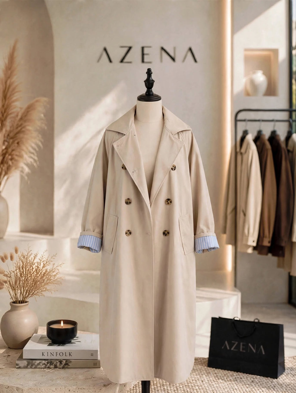 Striped Trench Coat